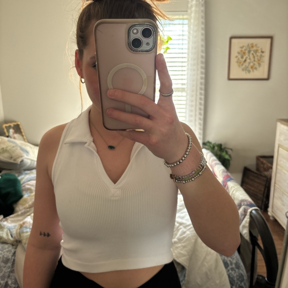 White Collared Tank